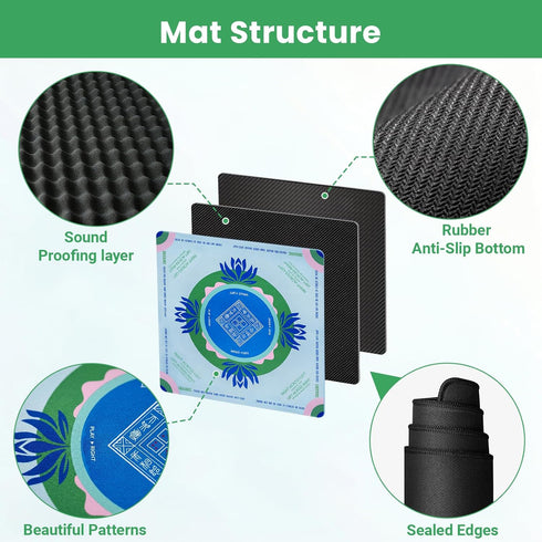 32.2 Inch Mahjong Mat with Rules, Square Neoprene Mahjong Mats for Table, Quiet Noise Reduction Mah Jong Mat, Rubber