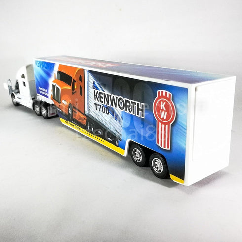 T700 1:68 Pullback KiNSMART Kenworth Container Truck, Scale, Die Cast Metal Model, White with Decals, Action