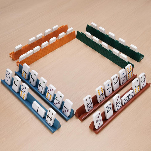 NiToy Set 8, 10"x1.18"x1.18" 3 6 4 Silicone Domino Racks of Dominoes Holders/Trays Tilt Options for Mexican Train