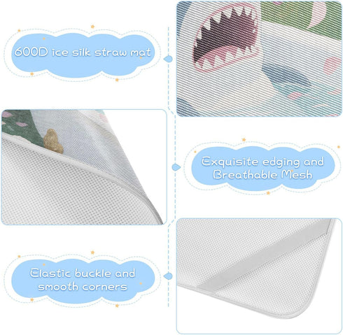 WDdZzyy 28" 52" Shark Bathtub Flower Cooling Baby Crib Mattress Cover x Reusable Pads Washable for Baby&Toddler