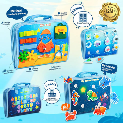 glintey 1-3 1 2 3 Busy Board Montessori Toys for Toddlers Busy Book Sensory Toys for Girls Boys,Airplane Travel
