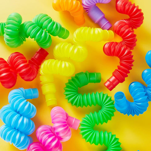 JOYIN 18 Pack Pop Tubes, Sensory Fidget Toys for Party Favors - Connectable and Extendable for Stress Relief