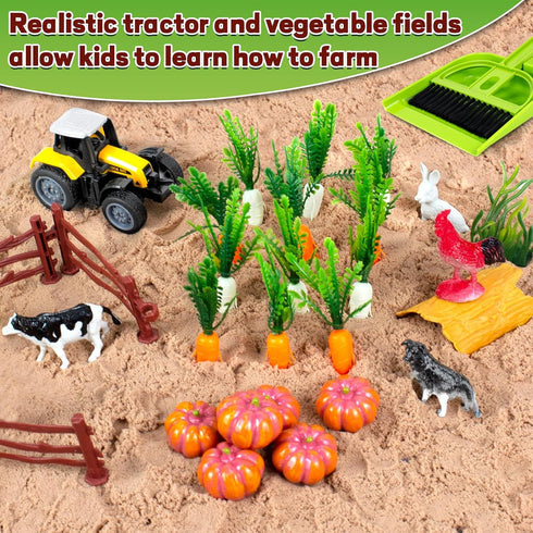 Playset,Indoor 3 4 5 6 7 Sensory Bins Farm Animals Toys for Toddlers,Sensory Toys Play Sand Art Kit with Sandbox & Farm