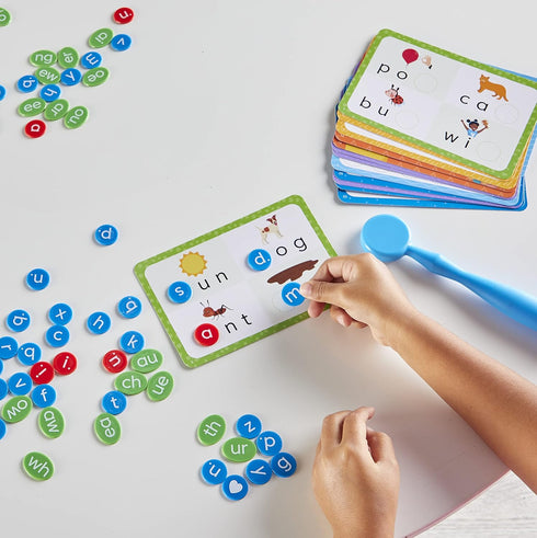 hand2mind Set, Set, Reading Readiness Activity Magnetic Wands and Chip Learn to Spell for Kids, Spelling Toys, CVC