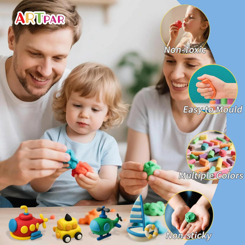 156 ARTPAR Air Dry Clay Colors,Modeling Magic Clay for Kids Bulk Kit, Soft & Non Sticky,Non-Toxic Art and Crafts