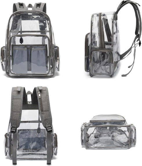 Yusudan Backpack Clear Diaper Bag for Baby Girls Boys, Mom Nappy Bags for Women (Grey)