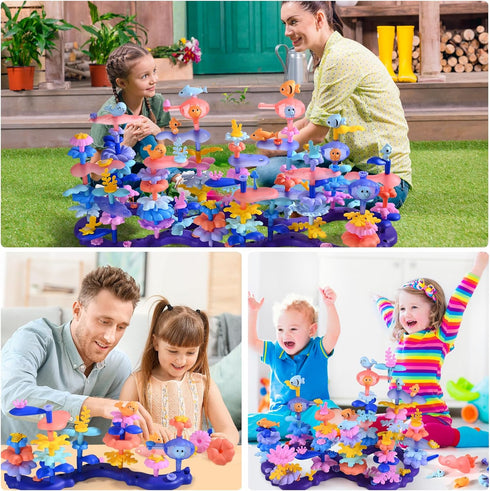156Pcs 3 4 5 6 7 8Year Doloowee Flower Garden Building Toys for Girls Old, Upgrade DIY Marine Coral Stacking Toys, STEM