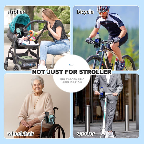 LAIFILI 2-in-1 360Rotatable Stroller Cup Holder with Phone Holder, Bike Cup Holder, Universal Cup Holder for Uppababy