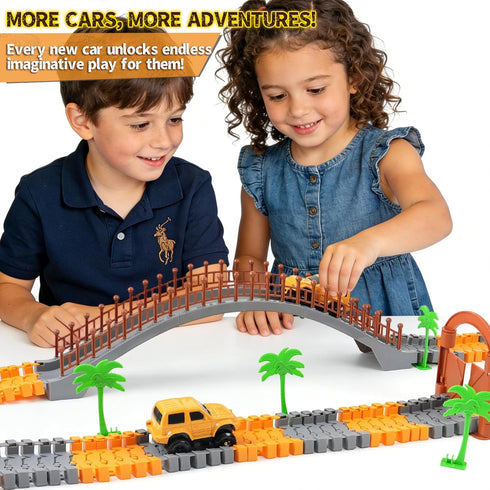 2-Pack 3 4 5 6 7 Set Construction Race Cars Accessories for Kids - Engineering Electric Toy Cars, Birthday Gifts
