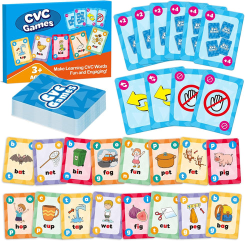 Broytain CVC Phonics Games for Toddlers,CVC Word Toy for Kids,Reading Card Game for