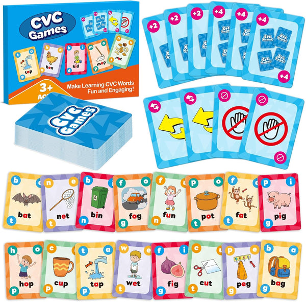 Broytain CVC Phonics Games for Toddlers,CVC Word Toy for Kids,Reading Card Game for