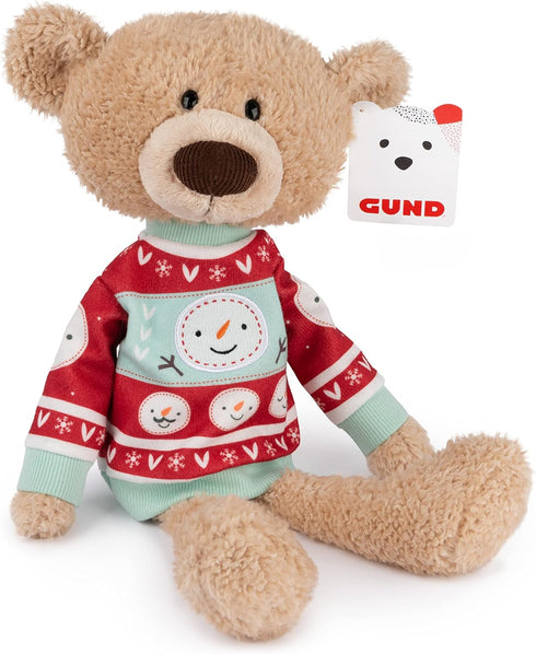 GUND Toothpick Classic Teddy Bear Stuffed Animal with Holiday Sweater, 15”, Beige/Red/White, Ages 1 and Up