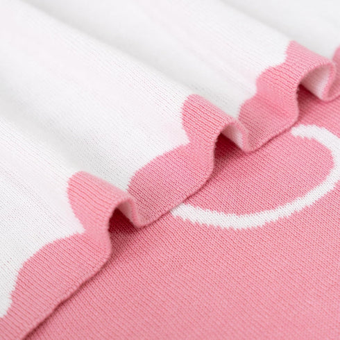 Personalized Name Knit Baby Blanket Custom Woven Bow Design Soft Minimal Comfort Throw for Newborn Infant Toddler