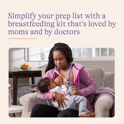 Lansinoh Breastfeeding Essentials Kit for New Moms, 77 Piece Gift Set with Nursing Pads and Breastmilk Storage Bags