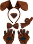 Syhood Puppy Dog Costume Set with Ears Headband, Bowtie, Nose, Tail, and Paw Gloves for Halloween Carnival