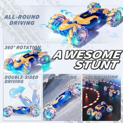 2.4Ghz 4WD 6 7 8 9 10 11 12 Uregoio Gesture Sensing RC Stunt Car Toys for Kids, Hand Controlled Remote Control Car