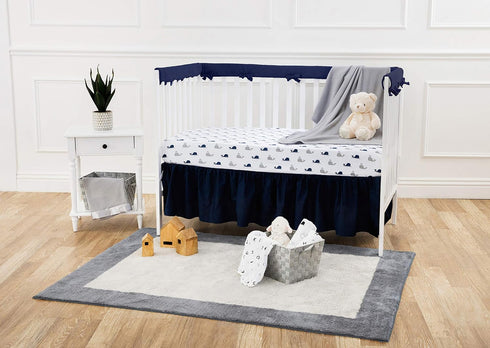 American Baby Company 100% Natural Cotton Fitted Crib Sheet 52" x 28", Navy Whale, Soft, Hypoallergenic Toddler Bed