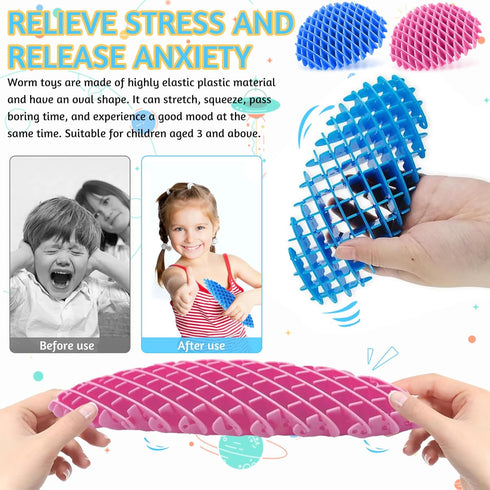 donciety 12Pcs Valentines Day Gifts for Fidget Worm, Worm Fidget Toy, Resistance Fidget Toys Adults Stress Anxiety