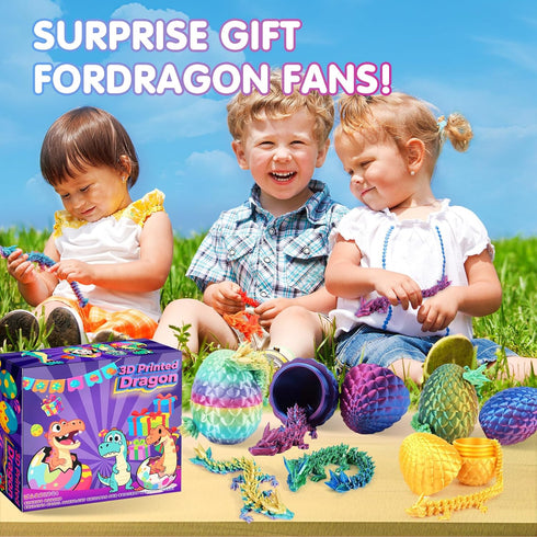 Apear1 16PCS 3D Printed Dragon Eggs with Dragon Inside, Prefilled Easter Basket Stuffers Dragon Egg, Animals Toy Party