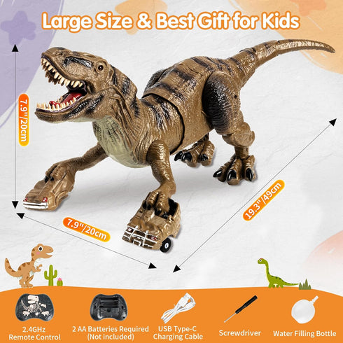 Lozadia 360 3-5 5-7 8-12+ Remote Control Dinosaur Toys for Kids, Large Robot Dinosaur Toys with Swaying Head & Spray