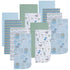 EVERYDAY KIDS 12 Pack Burp Cloths for Baby Boy; Newborn Essential with