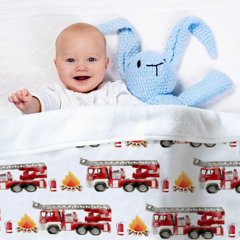Fire Truck Fireman Baby Blanket, Super Soft Swaddle Cozy Receiving Blanket for Crib 40x30 in