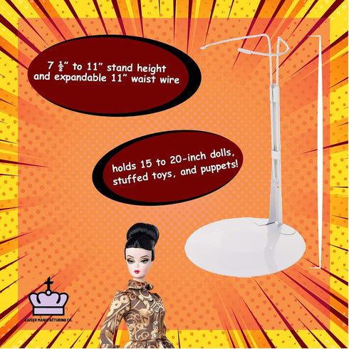 Doll Stand 3101 - Kaiser White Stand for 15" to 20" Chubby-Waisted Dolls, 3-Pack