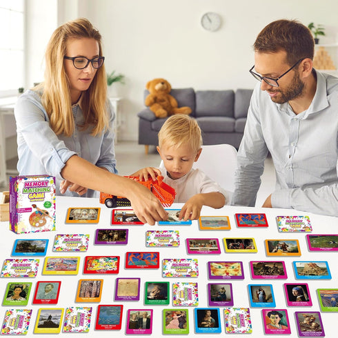 Gisgfim 50 Pairs Memory Matching Game, Famous Paintings Concentration for Adults, Fun Educational Matching Game