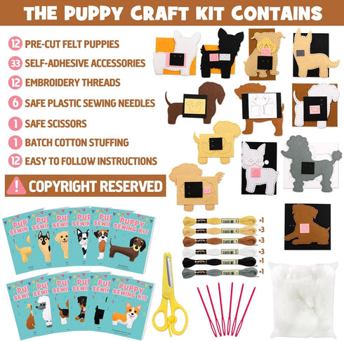 Set 7 8 9 10 11 12 CiyvoLyeen Puppy Sewing Kit for Kids Fun Plush Toy Sewing for Girls & Boys DIY Felt Craft Gift Ages