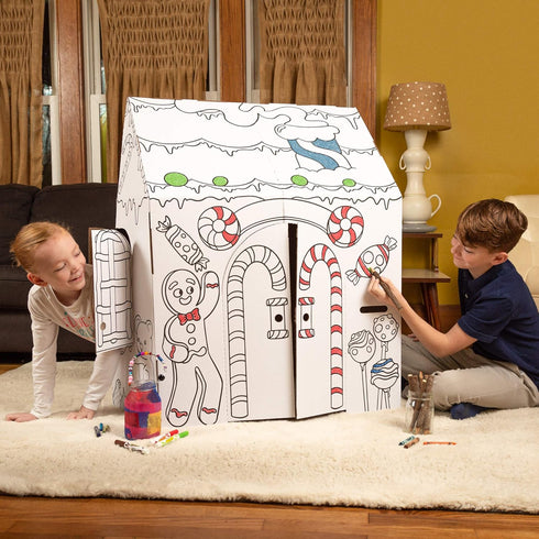 Easy Playhouse Gingerbread House - Kids Art & Craft for Indoor Fun, Decorate & Personalize