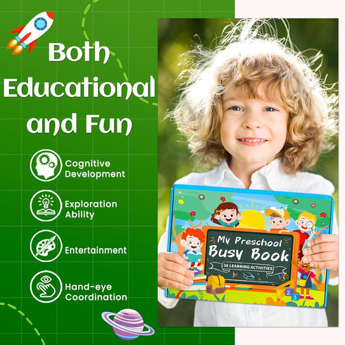 Montessori Busy Book for Toddlers 3-5, Kids Preschool Learning Book with 36 Themes, Educational Gifts