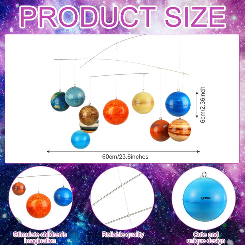 Hollowfly 3D Solar System Mobile Hanging Planets Solar System Decor Educational Planets Model Large Space Nursery Decor