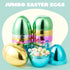 6 6 Inches JOYIN Pcs Large Metallic Easter Eggs, Colorful Jumbo Plastic Eggs Fillable for Easter Themed Hunt Basket