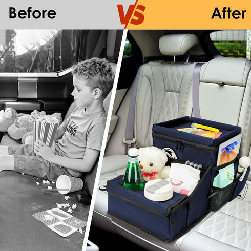 2-in-1 11 Backseat Organizer for Kids & Adults Car Seat Cooler Warmer with Writing Tray, Cup Holders & Storage