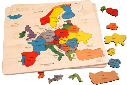 33 3 Europe Map Wooden Jigsaw Puzzle for Kids | Puzzle Pieces | Learning & Educational Toy Gift for Boys & Girls Ages