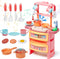 Prextex Plastic Pretend Girls Play Kitchen Set - Multi-Color Kitchen Playset with