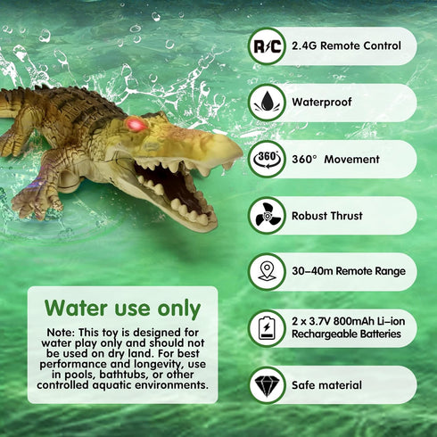 Moskiddo 3-5, 5-7, 10-12, 4-6, 6-8, Summer Swimming 8-12 Remote Control Boat Crocodile Water Toy for Kids RC Alligator