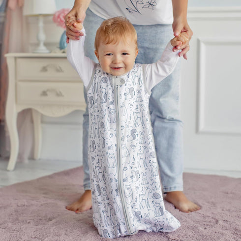 2.5 12-18 Mama Cheetah Baby Sleep Sack TOG, Organic Cotton Baby Wearable Blanket with Two-Way Zipper, Swaddle