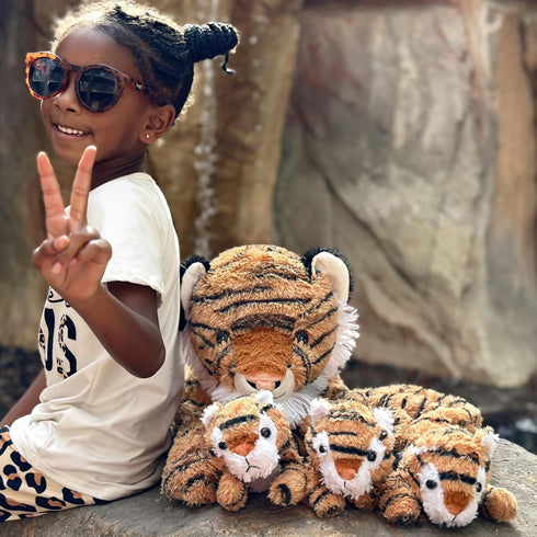 MorisMos Tiger Stuffed Animals Plush Toys, Soft Mommy & Babies Set, Large Tiger Plush Toy