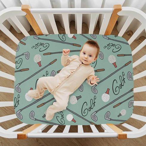 Mazeann 52" 28" 9" Golf Cartoon Crib Sheets Soft Breathable Fitted Baby Crib Sheets Mattress Cover for Girl Boys, x x