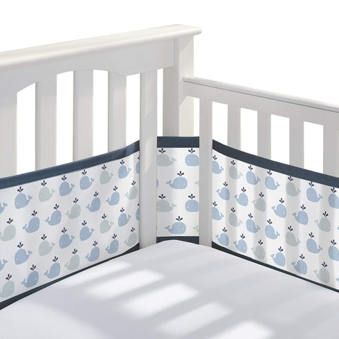 BreathableBaby Breathable Mesh Liner for Full-Size Cribs, Classic 3mm Mesh, Little Whale