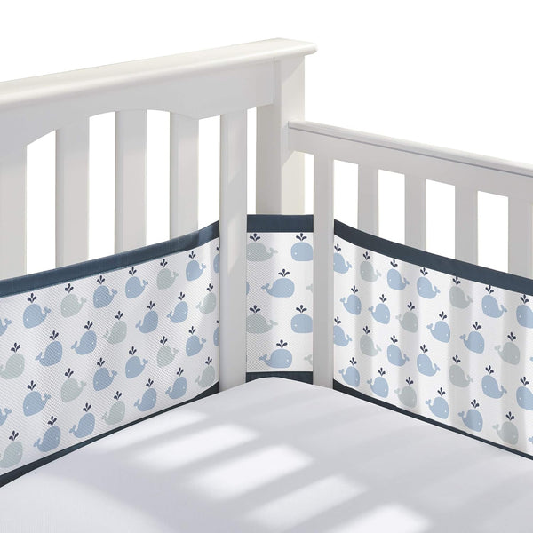 BreathableBaby Breathable Mesh Liner for Full-Size Cribs, Classic 3mm Mesh, Little Whale