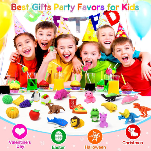 80PCS Mini Animal Erasers for Kids, Bulk Small Toys, 3D Cute Desk Pets, Classroom School Supplies, Party Favors