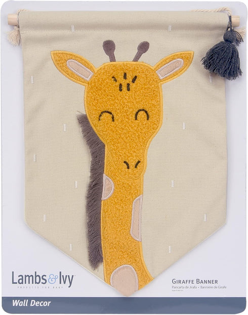 Giraffe-Themed Nursery Wall Art Banner - Yellow Canvas Decor