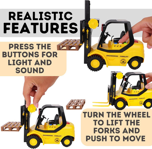 Toyland 23cm (9") (1:16) 3+ Friction Powered Forklift Pallet Truck - Scale - Boys Construction Toy with Lights & Sound