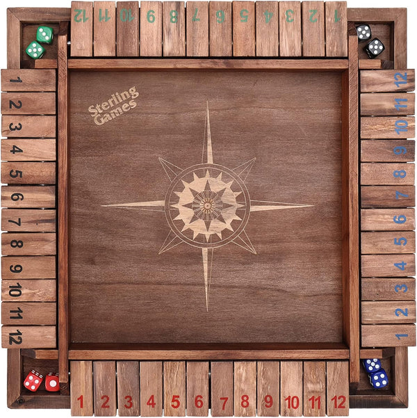 Sterling Games 12 Inches Shut The Box Game for 4 Players, Family