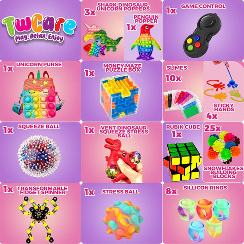 TwCare 120 Pack, Set Pcs Fidget Toys Pop Sensory Party Favors Gifts for Kids Adults Boy Girl Stocking Stuffers Autistic