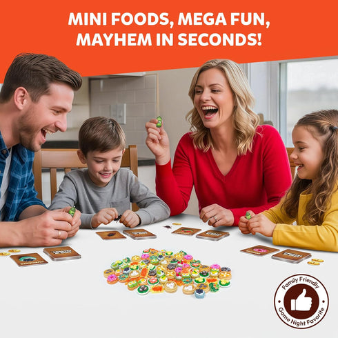 6, 7, 8 25 Gone in Seconds - Fast-Paced Mini Food Game for Kids, Teens & Adults, Quick Reflex Family & Party Board