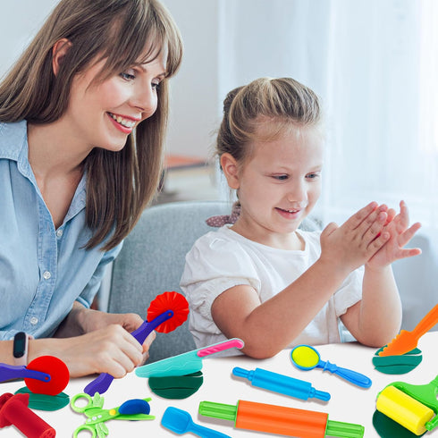 11 Set Dough Play Tools PCS Basic Dough Accessories Starter for Kids with Pizza Cutters, Safety Scissors, Rolling Pin