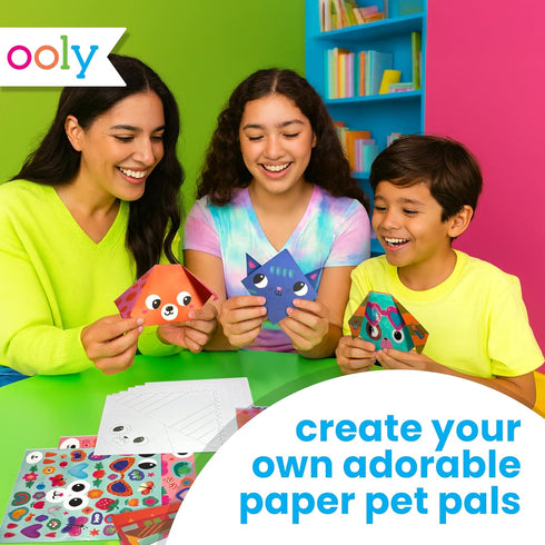 24 12 6 6 Ooly DIY Paper Kit, Animal Origami Designs & Stickers, Kit Includes Completed, Blank and Color-in Folding Pet